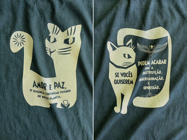 AMOR e PAZ 愛と平和Ｔシャツ-地球に住み続けるなら愛と平和を-hinolismo-迷えるアイミドリ