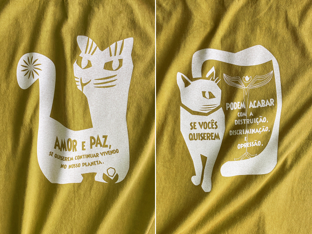 AMOR e PAZ(愛と平和)Ｔシャツ-地球に住み続けるなら愛と平和を-hinolismo-迷えるマスタード