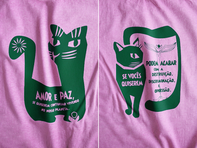 AMOR e PAZ Tシャツ-地球に住み続けるなら愛と平和を-hinolismo-迷えるピンク