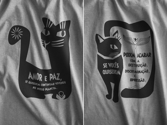AMOR e PAZ Tシャツ-地球に住み続けるなら愛と平和を-hinolismo-迷えるウスズミ
