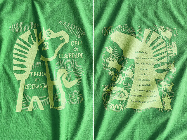 平和と自由を愛するCAVALO（馬）Ｔシャツ-hinolismo迷えるＴシャツ-ライムグリーン実例集