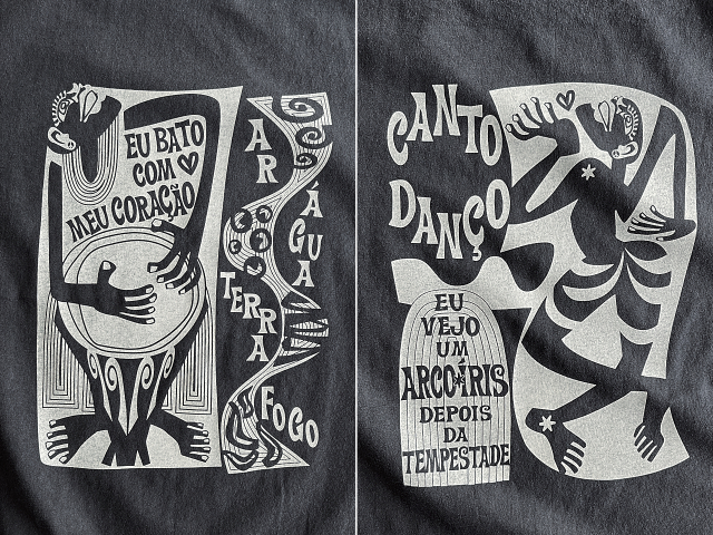 コラサォン(魂)とアルコイリス(虹)Tシャツ-hinolismo-迷えるブラック実例集