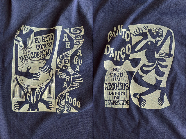 コラサォン(魂)とアルコイリス(虹)Ｔシャツ-hinolismo迷えるＴシャツ ネイビー実例集