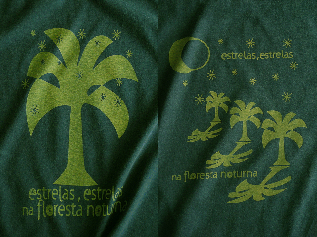 Estrelas(エストレラス)Ｔシャツ-夜の森に星がまたたく-hinolismo-迷えるグリーン