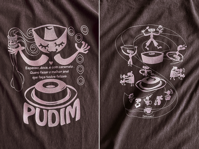 PUDIM(プヂン)Tシャツ-濃厚で甘い幸せのリング、ブラジルプリンを作りたい-hinolismo-迷えるブラウン
