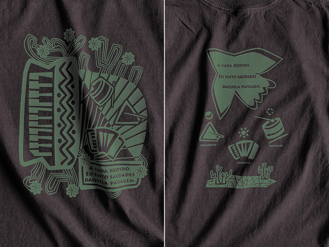 Nordeste(ノルデスチ)Tシャツ-歌い踊るサンフォーナ-hinolismo-迷えるブラウン