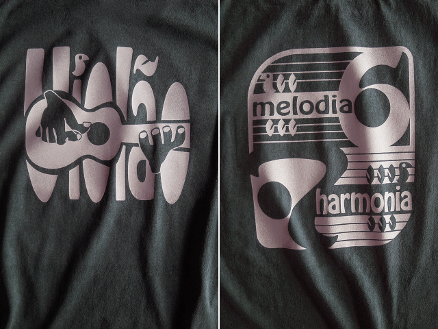 ヴィオロン(ギター)6弦と7弦Tシャツ-Melodia e Harmonia-hinolismo-迷えるブラック