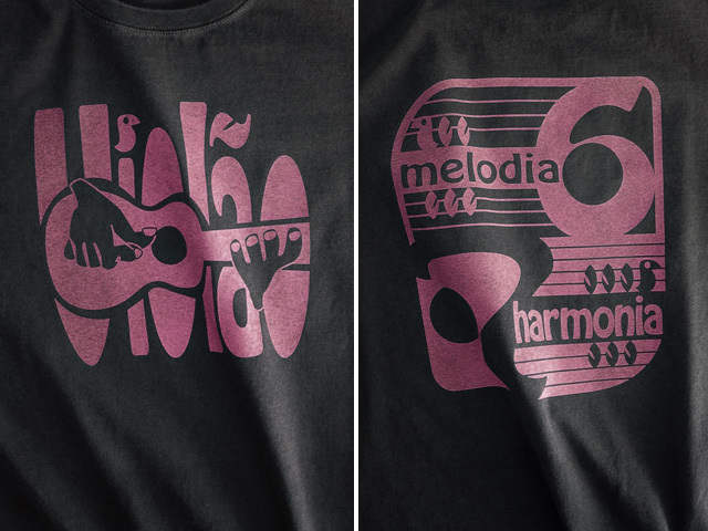 Violao 6 e 7-ヴィオロン6と7Tシャツ-Melodia e Harmonia-hinolismo-迷えるブラック