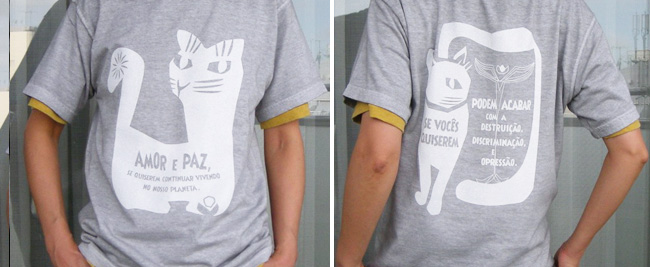 hinolismo-わたしたちの惑星に住み続けるなら愛と平和を-gato(ネコ)-Tシャツ-半袖ウスズミ
